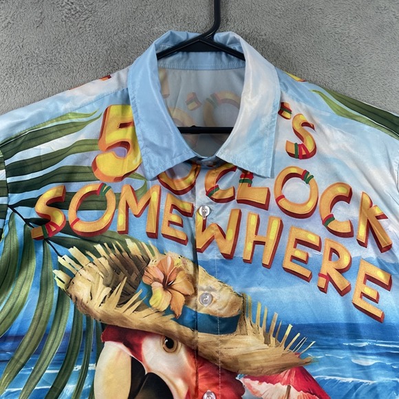 Colorful All Over Print Shirt Men 3XL Button Up Beach Tropical Hawaiian Casual - Picture 2 of 14